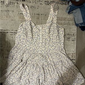 Aerie Blue and Cream Smocked romper